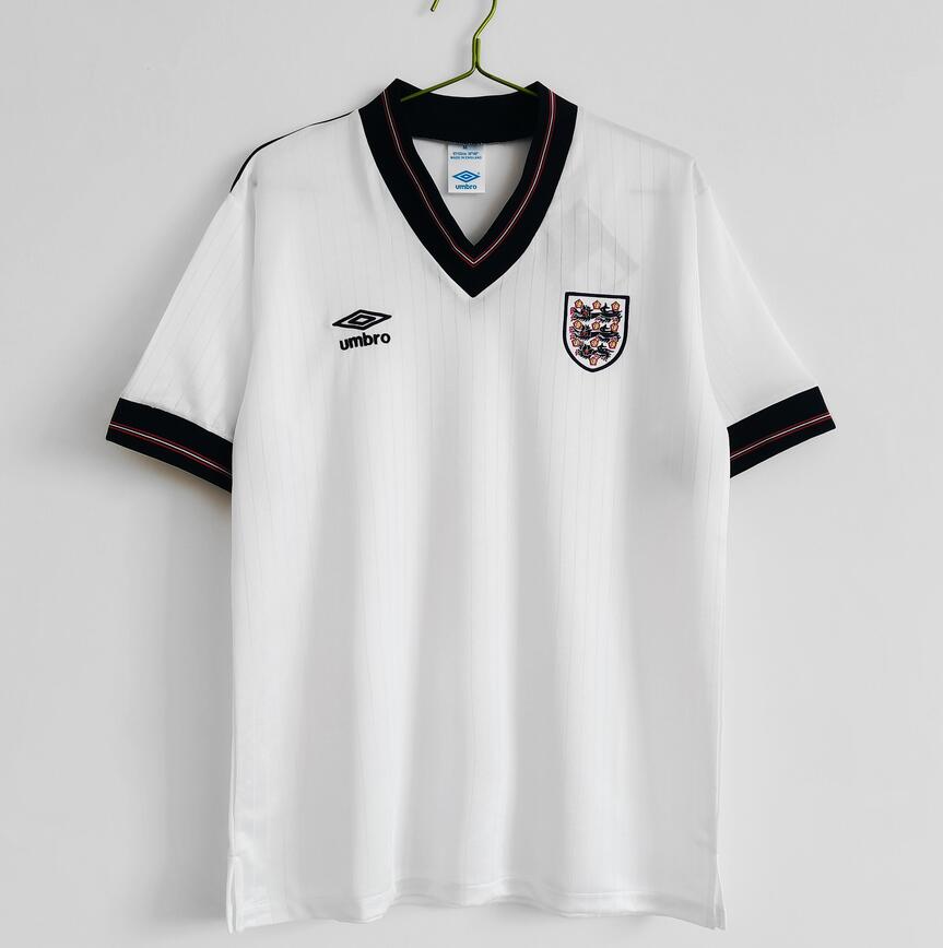 1984-87 England Retro White Home Kit Soccer Jersey